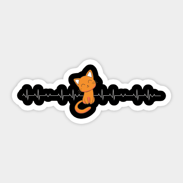 Cat Heartbeat Sticker by captainmood